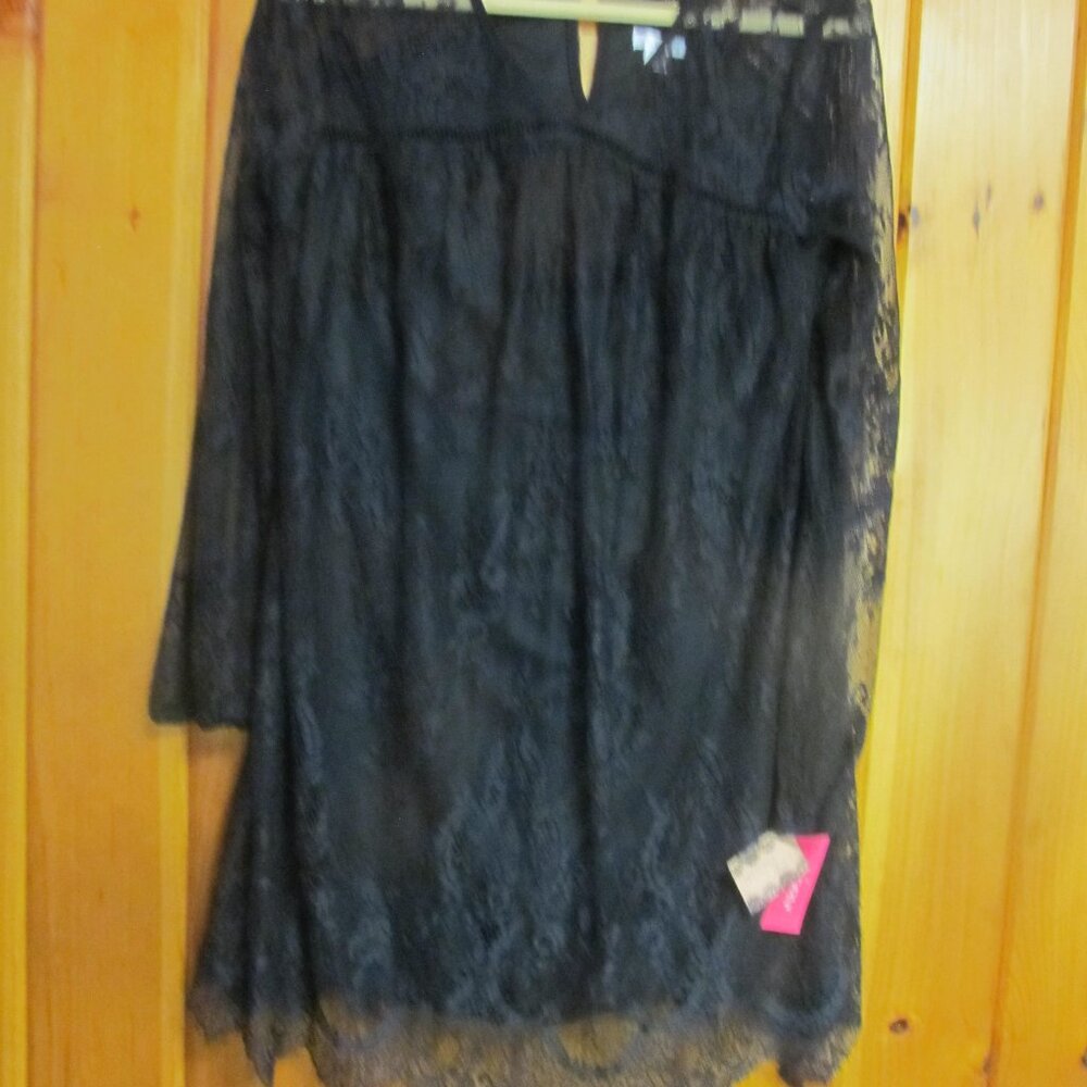 NWT Beautiful Black Lace Top Sexy Black Lace Blouse Black Lace sz M Lacey Dress